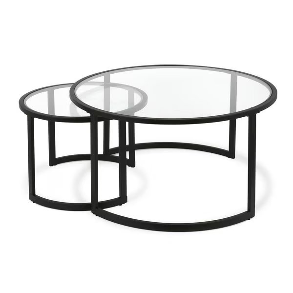 Henn & Hart Mitera Blackened Bronze Nesting Coffee Table Set - 18.5 x 36 x 36 in., Hudson & Canal, Mfr#: CT0091